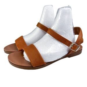 Steve Madden Dina Size 5.5M Women's Casual Leather Ankle Strap Flat Sandal Brown